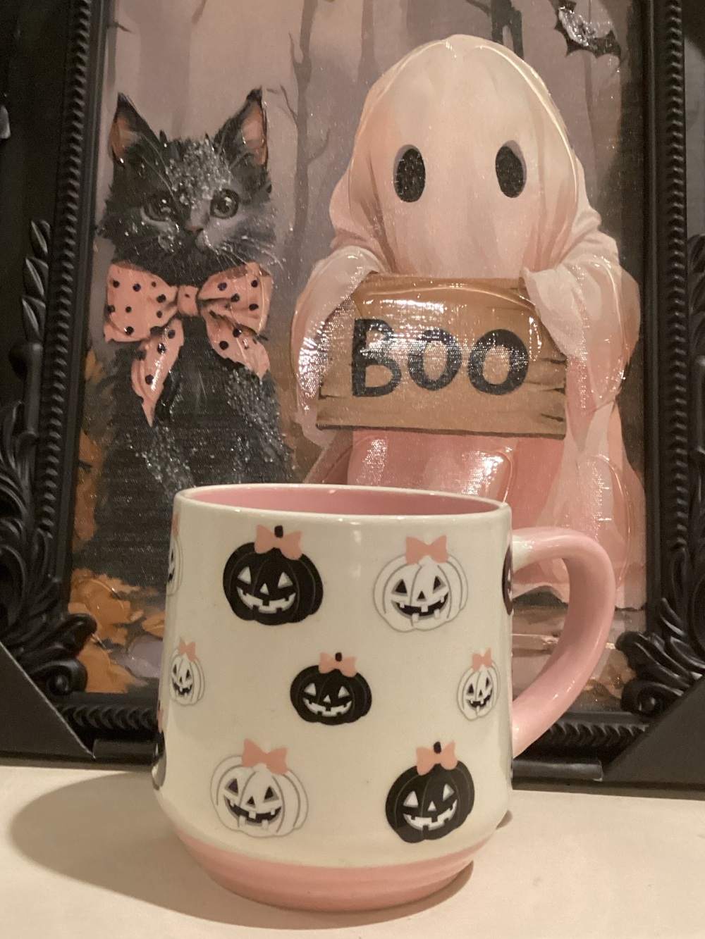 Pink & White Halloween Pumpkin Mug 🎀